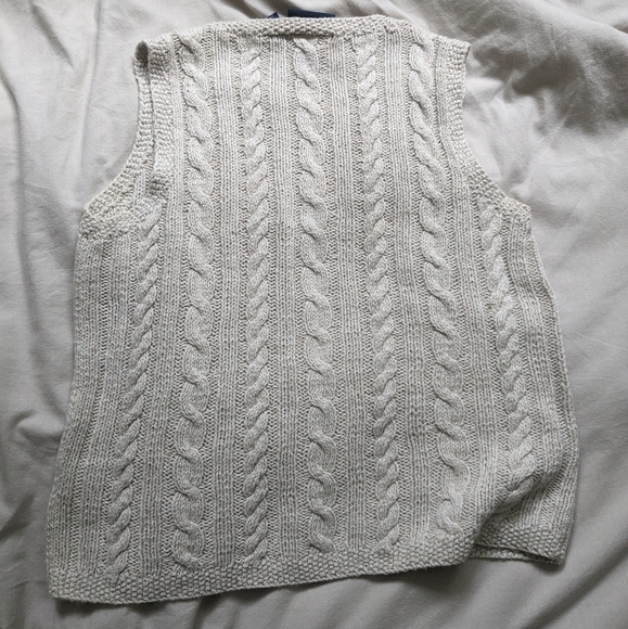 Liz Claiborne small knit sleeveless beige linen cotton sweater neutral floral - Picture 4 of 4